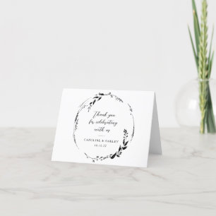Tarjeta De Agradecimiento Nombres personalizados del Boda de flor blanco neg