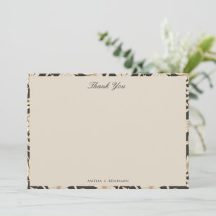 Tarjeta De Agradecimiento Nombres personalizados para boda de marfil negro b
