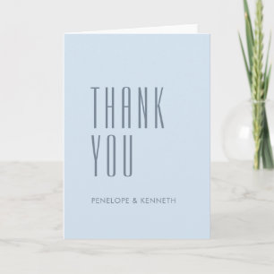 Tarjeta De Agradecimiento Nombres personalizados retro simples boda azul sua