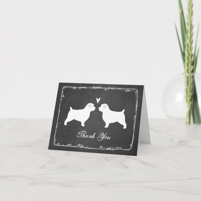 Tarjeta De Agradecimiento Norfolk Terrier Silhouettes Boda Gracias (Anverso)