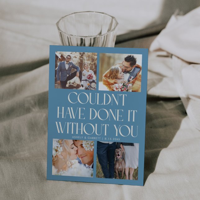 Tarjeta De Agradecimiento Not Without You Wedding 4-Photo Denim Blue (Subido por el creador)