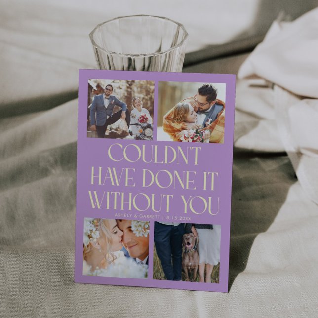 Tarjeta De Agradecimiento Not Without You Wedding 4-Photo Wisteria (Subido por el creador)