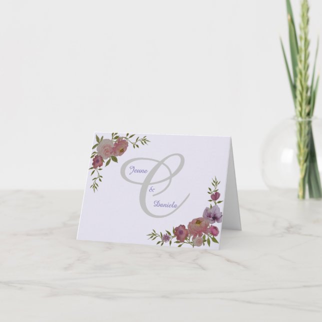 Tarjeta de agradecimiento/nota plegada de boda (Anverso)