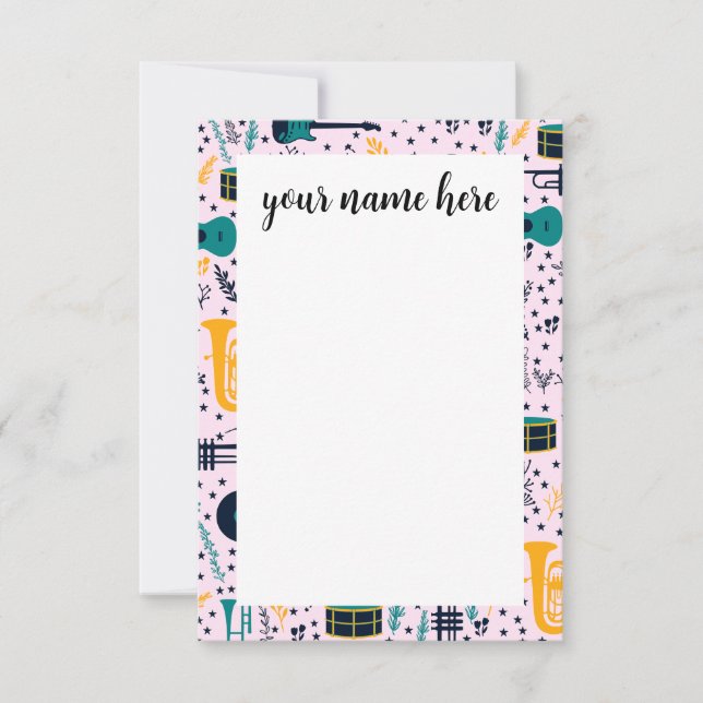 Tarjeta De Agradecimiento Notecads de instrumentos musicales personalizados (Anverso)