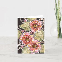 Tarjeta De Agradecimiento Notecard, acuarela floral de arte folclórico