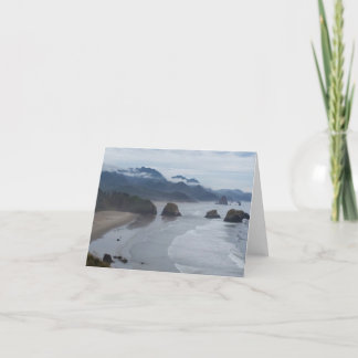 Tarjeta De Agradecimiento notecard con playa de Oregon con niebla, moody y s