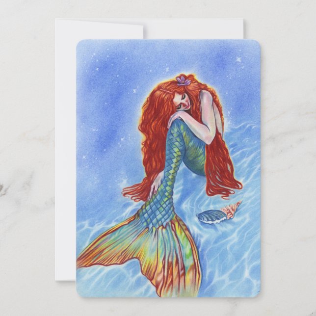 Tarjeta De Agradecimiento notecard de sirena bajo el agua (Anverso)