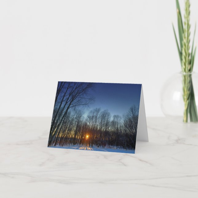 Tarjeta De Agradecimiento Notecard en blanco de atardecer de invierno. (Anverso)