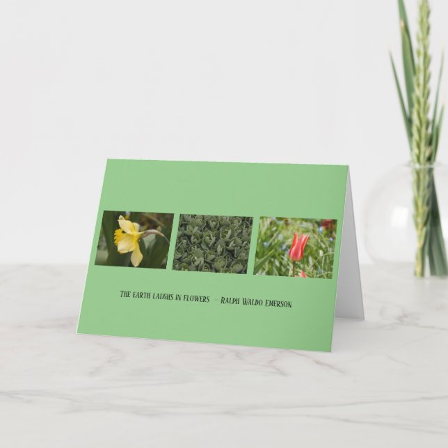 TARJETA DE AGRADECIMIENTO NOTECARD FOLDEADO - LA TIERRA SE REÍBE EN FLORES (Anverso)