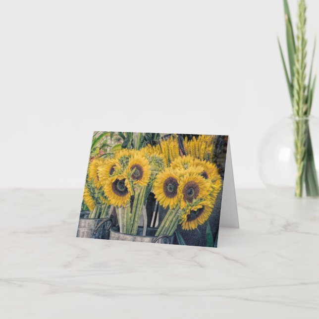 Tarjeta De Agradecimiento Notecard: girasoles en venta (Anverso)