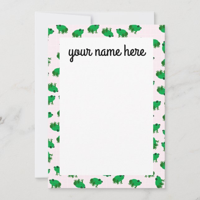 Tarjeta De Agradecimiento Notecards de ranas personalizadas (Anverso)