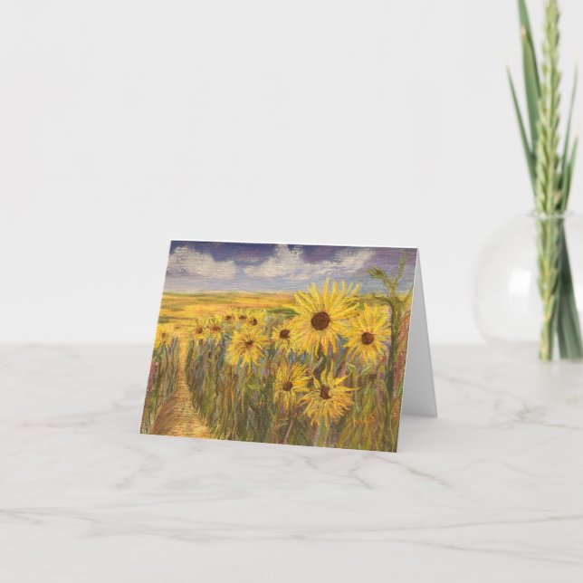 Tarjeta De Agradecimiento Notecards - "Girasoles para Ucrania" (Anverso)