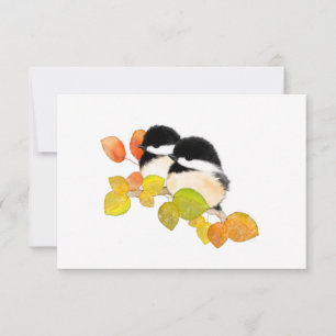 Tarjeta De Agradecimiento Notecas minimalistas para el pájaro en blanco