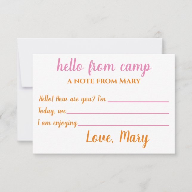 Tarjeta De Agradecimiento Notecnológicos de campamento personalizados para C (Anverso)