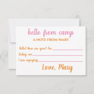 Tarjeta De Agradecimiento Notecnológicos de campamento personalizados para C
