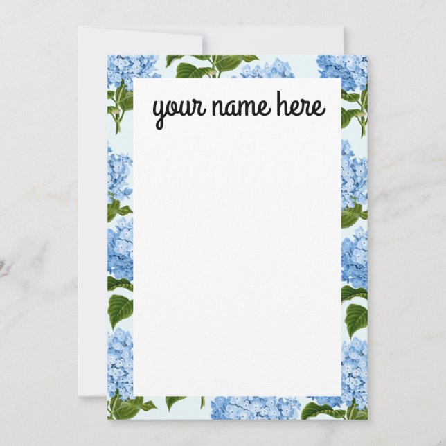 Tarjeta De Agradecimiento Notecnos Blue Hydrangea personalizados (Anverso)