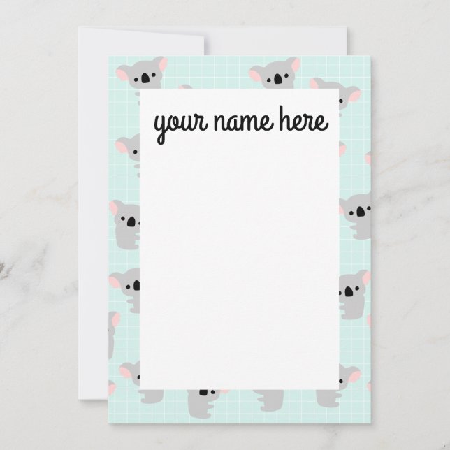 Tarjeta De Agradecimiento Notecnos de oso Koala personalizados (Anverso)