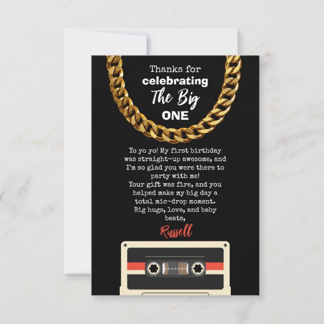 Tarjeta De Agradecimiento Notorious One 1st Birthday Thank You card (Anverso)