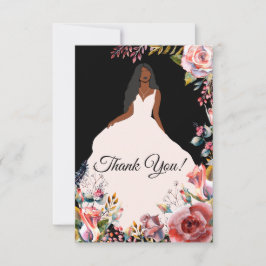 Tarjeta De Agradecimiento Novia afroamericana en ducha de novia gracias