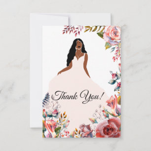 Tarjeta De Agradecimiento Novia afroamericana en ducha de novia gracias