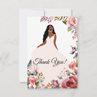 Tarjeta De Agradecimiento Novia afroamericana en ducha de novia gracias