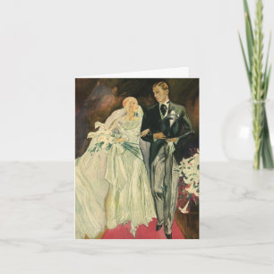 Tarjeta De Agradecimiento Novia Boda y recién casados de arte vintage