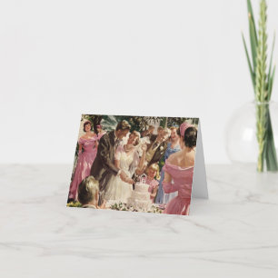 Tarjeta De Agradecimiento Novia casada vintage Groom recién casados cortan e