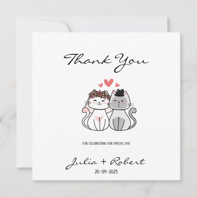 Tarjeta De Agradecimiento Novia De Gato Y Boda De Groom (Anverso)