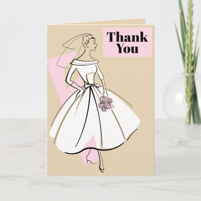 Tarjeta De Agradecimiento Novia de Moda Neutral Gracias beige (Anverso)