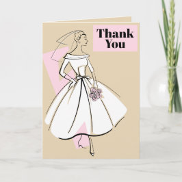 Tarjeta De Agradecimiento Novia de Moda Neutral Gracias beige