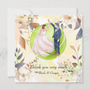 Tarjeta De Agradecimiento Novia de tenis y novio en pista de tenis para Boda