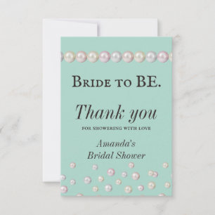 Tarjeta De Agradecimiento Novia Elegante a Punto Turquesa Azul Perla Despedi