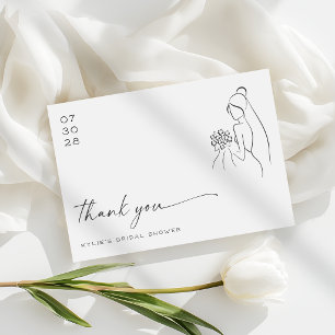 Tarjeta De Agradecimiento Novia Encantadora Dibujada Taller de Novia Moderna