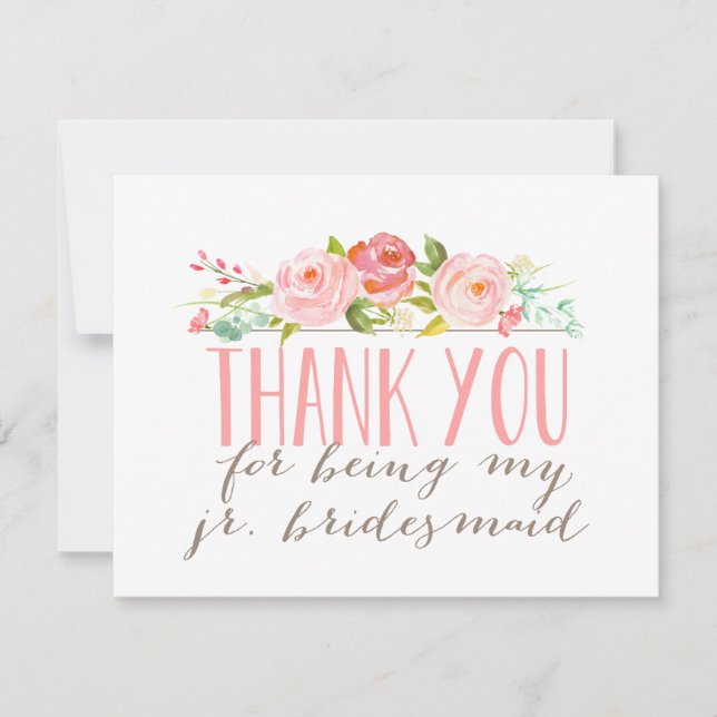 Tarjeta De Agradecimiento Novia Junior de Flores Gracias (Anverso)