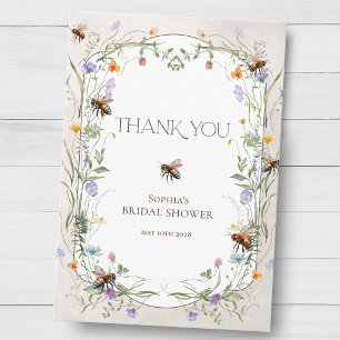Tarjeta De Agradecimiento Novia para ser abeja Corona de flores silvestres D