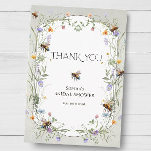 Tarjeta De Agradecimiento Novia para ser abeja Corona de flores silvestres D