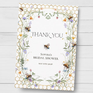 Tarjeta De Agradecimiento Novia para ser abeja Panal de miel de flores silve