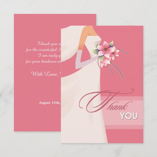 Tarjeta De Agradecimiento Novia Silhouette Gracias Bridal Shower Card
