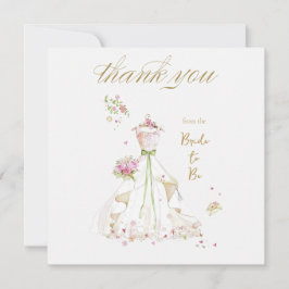Tarjeta De Agradecimiento Novia sonrojada en flor Novia a punto de casarse