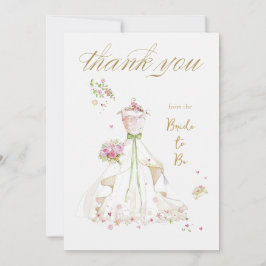 Tarjeta De Agradecimiento Novia Sonrojada en Flor Novia a Punto de Casarse