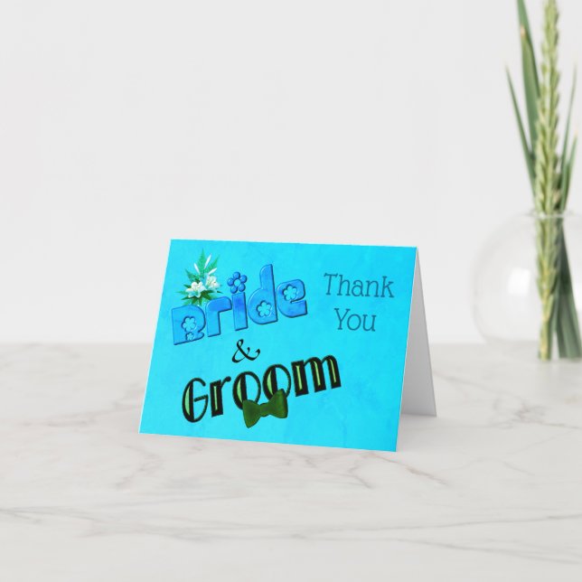 Tarjeta De Agradecimiento Novia Y Groom Boda Personalizado Cuto (Anverso)