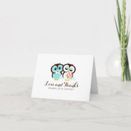 Tarjeta De Agradecimiento Novia y Groom Owls Boda "Gracias"