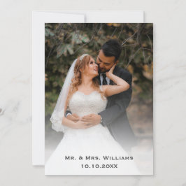 Tarjeta De Agradecimiento Novia y Novio Clásicos con Estilo Elegante en Foto