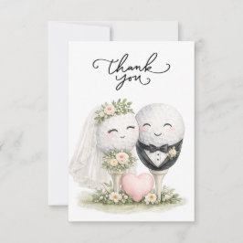 Tarjeta De Agradecimiento Novia y novio de boda de golf