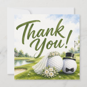 Tarjeta De Agradecimiento Novia y Novio de Boda de Golf Gracias