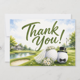Tarjeta De Agradecimiento Novia y Novio de Boda de Golf Gracias