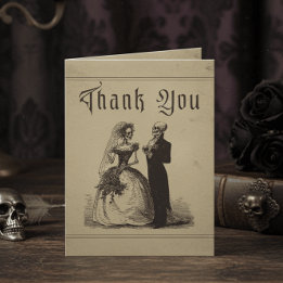 Tarjeta De Agradecimiento Novia y novio de toile negro gótico vintage tan bo