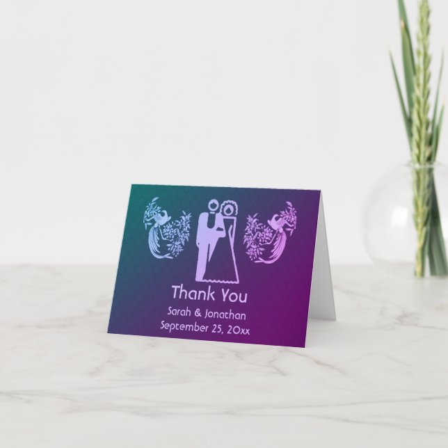 Tarjeta De Agradecimiento Novia y paloma Boda personalizado (Anverso)
