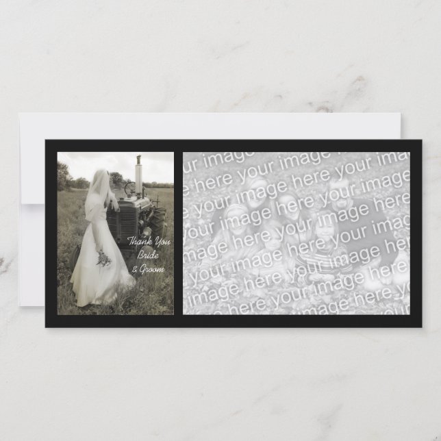 Tarjeta De Agradecimiento Novia y Tractor Boda por País Gracias (Anverso)