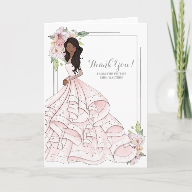 Tarjeta De Agradecimiento Novias afroamericanas duchan futuro señora (Anverso)
